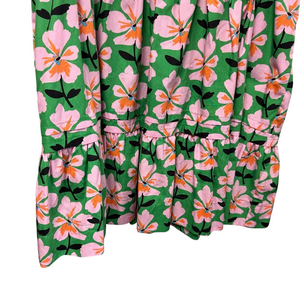 By Anthropologie The Somerset Mini Dress Green Pink Orange Floral Size XL Petite - Picture 3 of 8